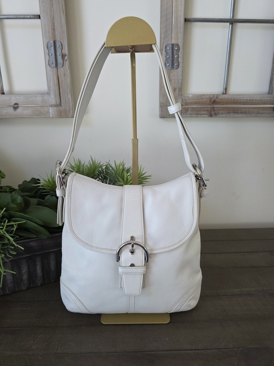 Coach Handbags - Coach Vintage Soho Large White Leather Convertible Crossbody Shoulder Bag Y2K